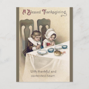 Cartão Postal Ação de Graças dos Peregrinos Cristãos Vintage