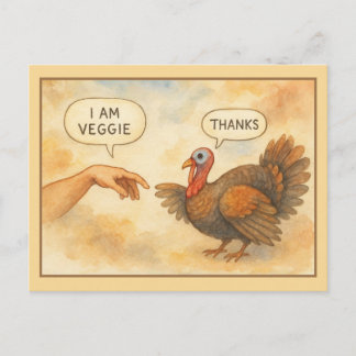 Cartão Postal Ação de Graças Vegetariana Engraçada