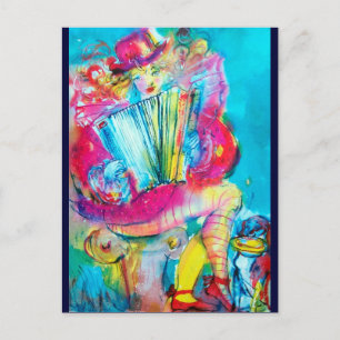 Cartão Postal ACCORDION PLAYER NA NOITE Watercolor