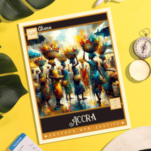 Cartão Postal Accra, Gana Vintage Painting