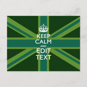 Cartão Postal Acento Verde Fique Calmo E Seu Texto Union Jack