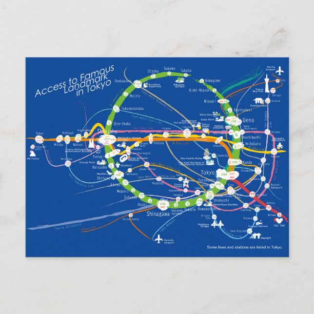 Cartão Postal Acesso ao famoso marco em Tokyo rev2 blueback P (Frente)