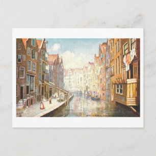 Cartão Postal Achterburgwal Antigo em Amsterdã