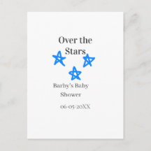 Acima das Estrelas azul cinza baby shower nome dat
