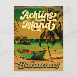 Cartão Postal Acklins Island Bahamian Retro Sunset Souvenirs