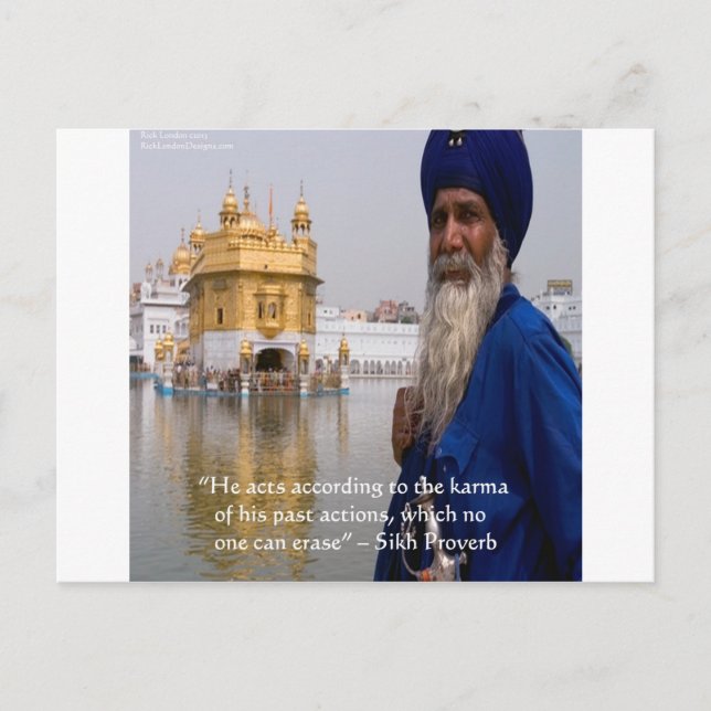 Cartão Postal Ações Sikh / Provérbio Karma (Frente)