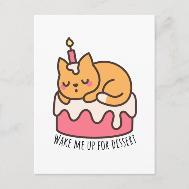 Cartão Postal Acorde-me para a sobremesa (Frente)