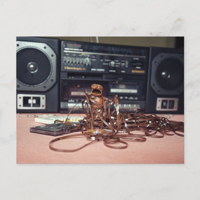Cartão Postal Acorn elf ficou enredado na fita musical - retrô (Frente)
