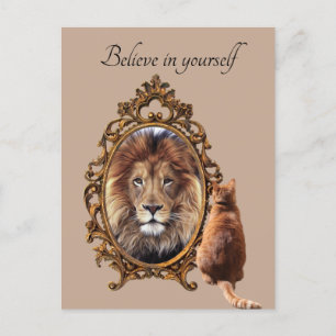 Cartão Postal Acredite em si mesmo   Lion Vintage Inspirational