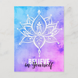 Cartão Postal Acredite em si mesmo Lotus Mandala rosa azul