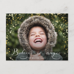 Cartão Postal Acredite na Caligrafia Mágica e em faíscas Doura