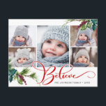 Cartão Postal Acreditem no Natal 5 PHOTO Collage Saudação Feriad<br><div class="desc">Acreditem no cartão postal de Natal com 5 FOTO de Natal.</div>