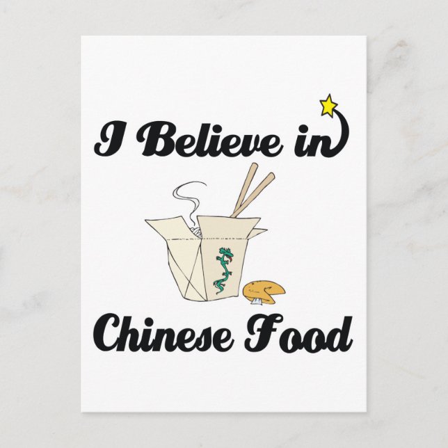 Cartão Postal acredito na comida chinesa. (Frente)