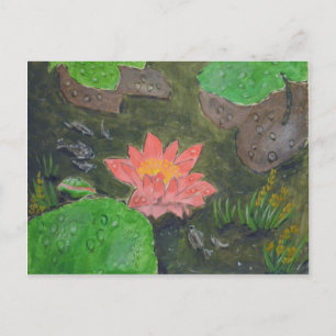 Cartão Postal Acrílico sobre tela, flor de lírio de água rosa