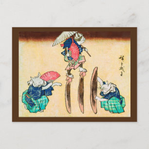 Cartão Postal Acrobat Cat, Hiroshige, Ukiyo-e