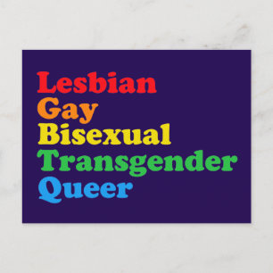 Cartão Postal Acrônimo LGBTQ Orgulho gay Roxo