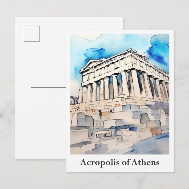 Cartão Postal Acrópole da Grécia de Atenas (Frente/Verso)