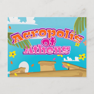Cartão Postal Acrópole do poster de viagens da Grécia de Atena