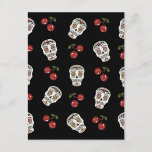 Cartão Postal Açúcar Rockabilly RAB Caveiras de Açúcar Cerejas e
