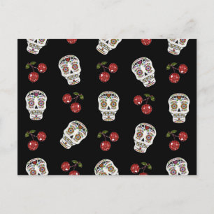 Cartão Postal Açúcar Rockabilly RAB Caveiras de Açúcar Cerejas e