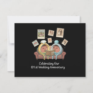 Cartão Postal Acutelados Anéis de Desenhos Animados 1º Aniversár
