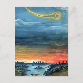 Cartão Postal Aczime de Ilustração do Livro de Cometas Vintage