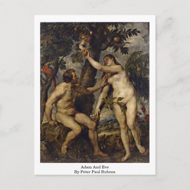 Cartão Postal Adam E Eve Por Peter Paul Rubens (Frente)