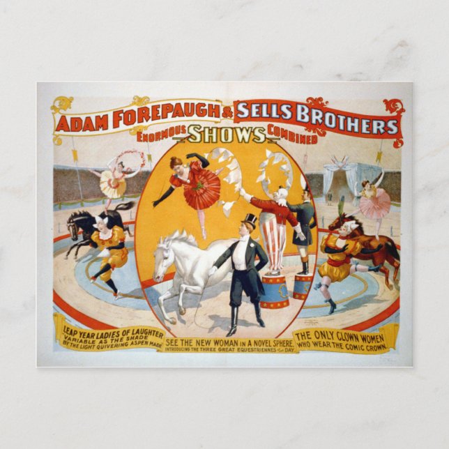 Cartão Postal Adam Forepaugh & Irmãos Sells (Frente)