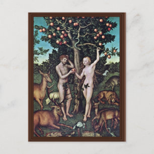 Cartão Postal Adão e Eva de Cranach, o Velho Lucas (Melhor Quali