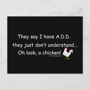 Cartão Postal ADD Chicken Humor Dizendo