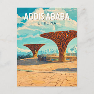 Cartão Postal Addis Abeba Etiópia Viagem Arte Vintage
