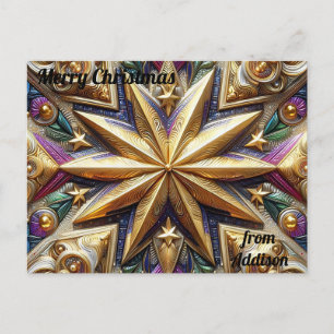 Cartão Postal ADDISON ~ CHRISTMAS ~ Padrão de estrelas 3D ~