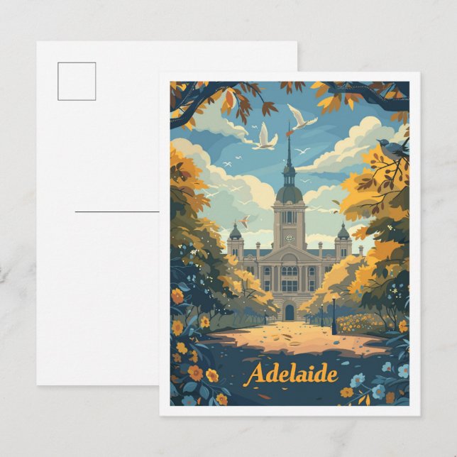Cartão Postal Adelaide Austrália Art Viagens vintage (Frente/Verso)