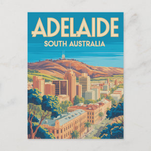 Cartão Postal Adelaide Austrália Ilustração Arte Viagem Vintage