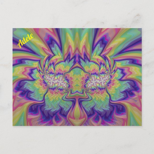Cartão Postal ADELE ~ Padrão de Design Fractal 3D ~ Multicolor (Frente)