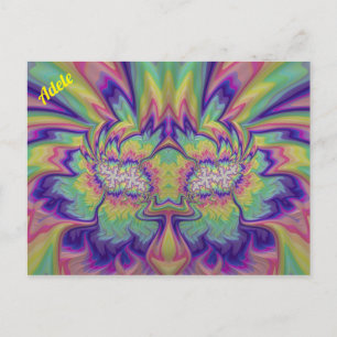 Cartão Postal ADELE ~ Padrão de Design Fratural 3D ~ Multicor
