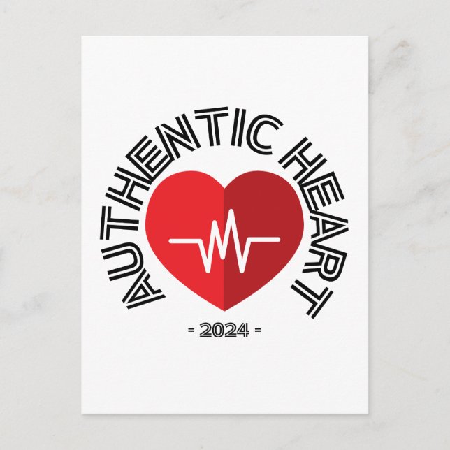 Cartão Postal Adesivo Coração Autêntico 2024 (Frente)