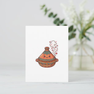 Cartão Postal Adesivo Cultural de Comida Marroquina Tajine Kawai