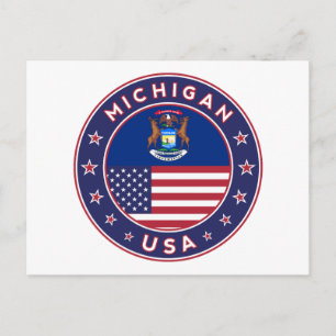 Cartão Postal Adesivo de Michigan, capa de telefone, saco, relóg
