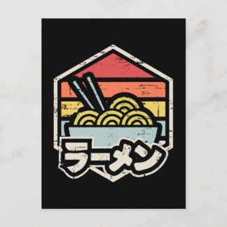 Cartão Postal Adesivo Redondo Ramen Clássico de Insígnia Retro