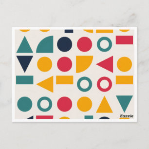 Cartão Postal Adesivos de padrão de formas geométricas Bauhaus