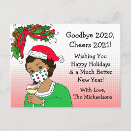 Cartão Postal Adeus 2020 Natal Humor Engraçado Senhora Retro