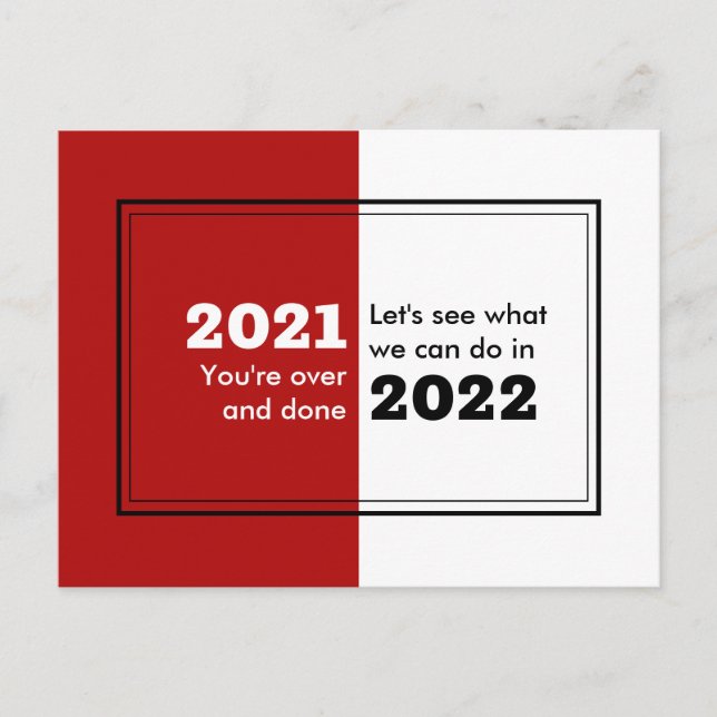 Cartão Postal Adeus Feliz ano novo 2021 Olá 2022 (Frente)