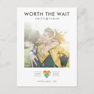 Cartão Postal Adiado Casamento LGBTQ Salve a Data com Foto