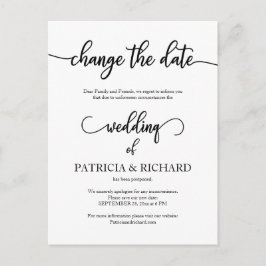 Cartão Postal Adiado Data de Casamento Anúncio Barato Elegante