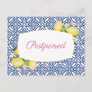 Cartão Postal Adiamento de Casamento de Azulejos Azuis Positano 