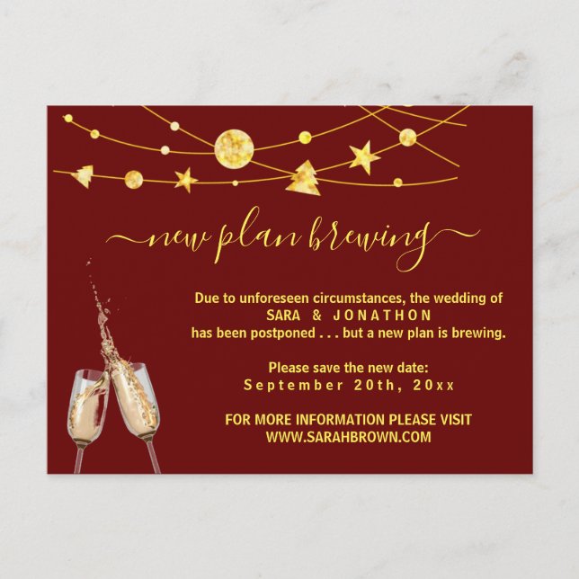 Cartão Postal Adiamento de Casamento de Beer Engraçado Postc (Frente)