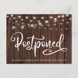 Cartão Postal Adiamento de Casamento de Luas de Madeira Rustic