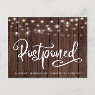 Cartão Postal Adiamento de Casamento de Luas de Madeira Rustic