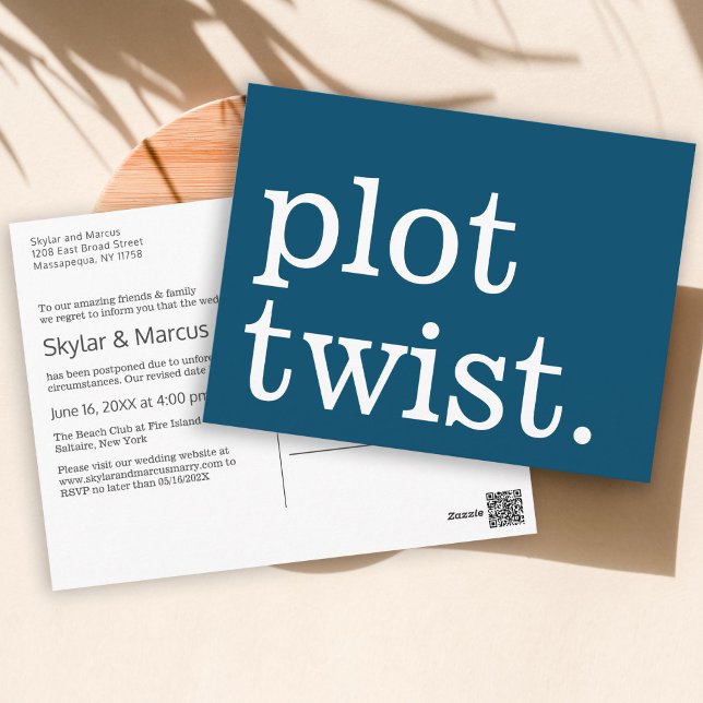 Cartão Postal Adiamento de Casamento Simples Moderno (Criador carregado)